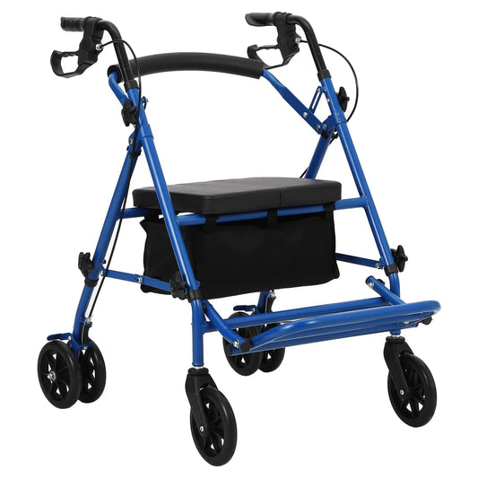 Folding 2-In-1 Rollator Walker All-Terrain Transport Wheelchair For Seniors