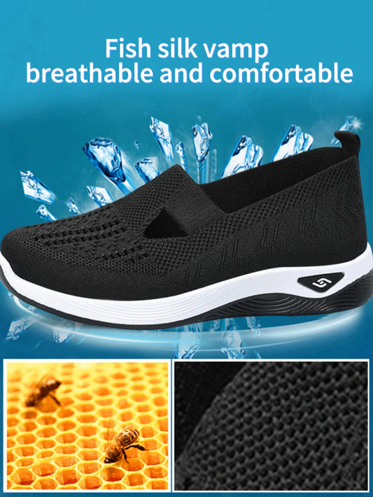 Breathable Women's Knitted Casual Sneakers Low Top Summer Shoes