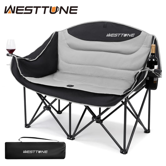 WestTune Double Camping Chair Loveseat Outdoor Couch With Cup Holder