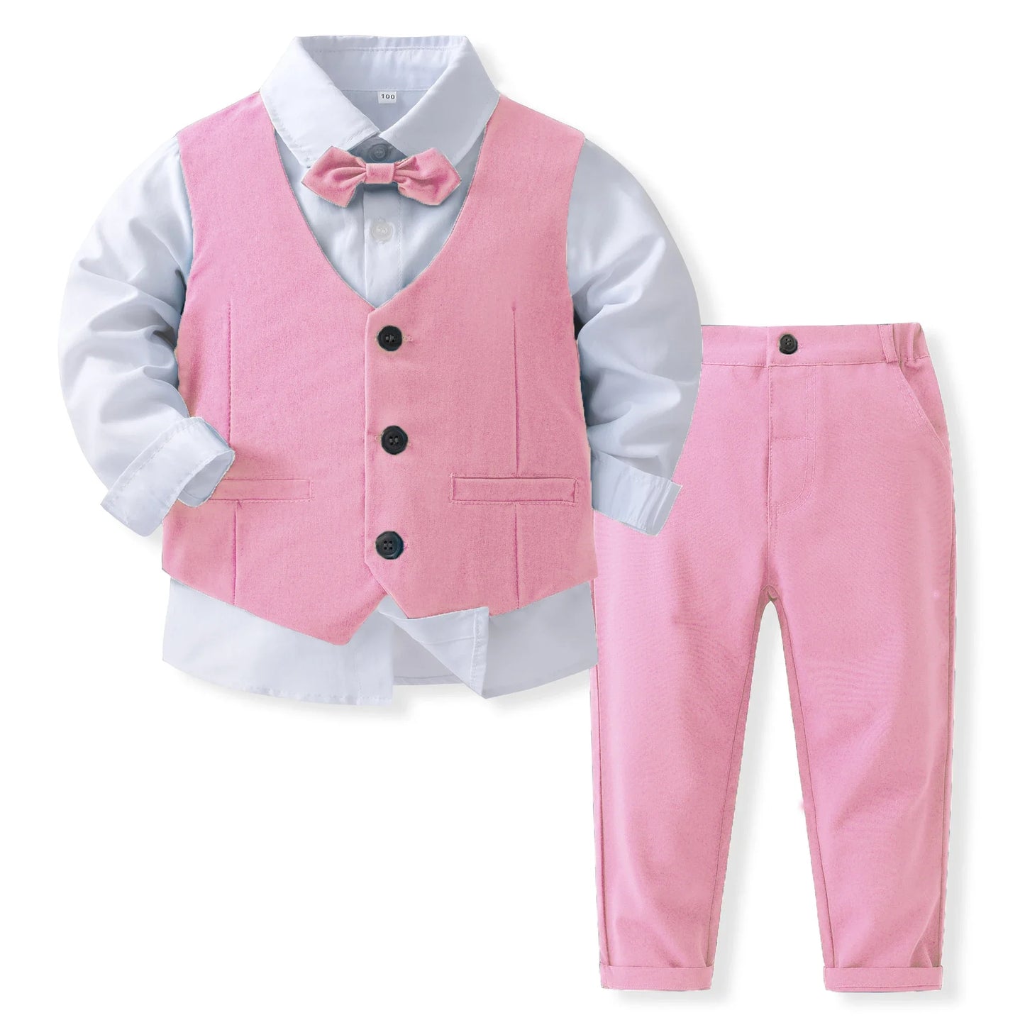 Kabeier Boys Birthday Cotton Vest Suit Set Formal Kids Clothing