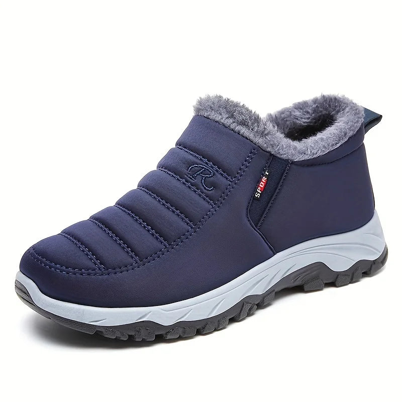 Women Fleece Lined Snow Boots Waterproof Slip On Ankle Boots