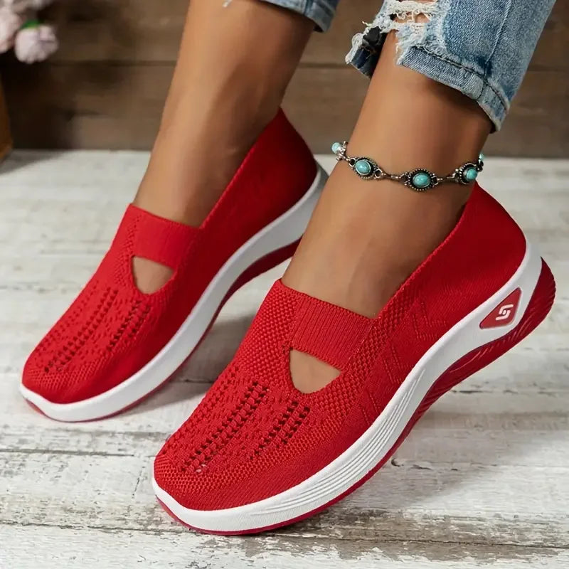 Breathable Women's Knitted Casual Sneakers Low Top Summer Shoes