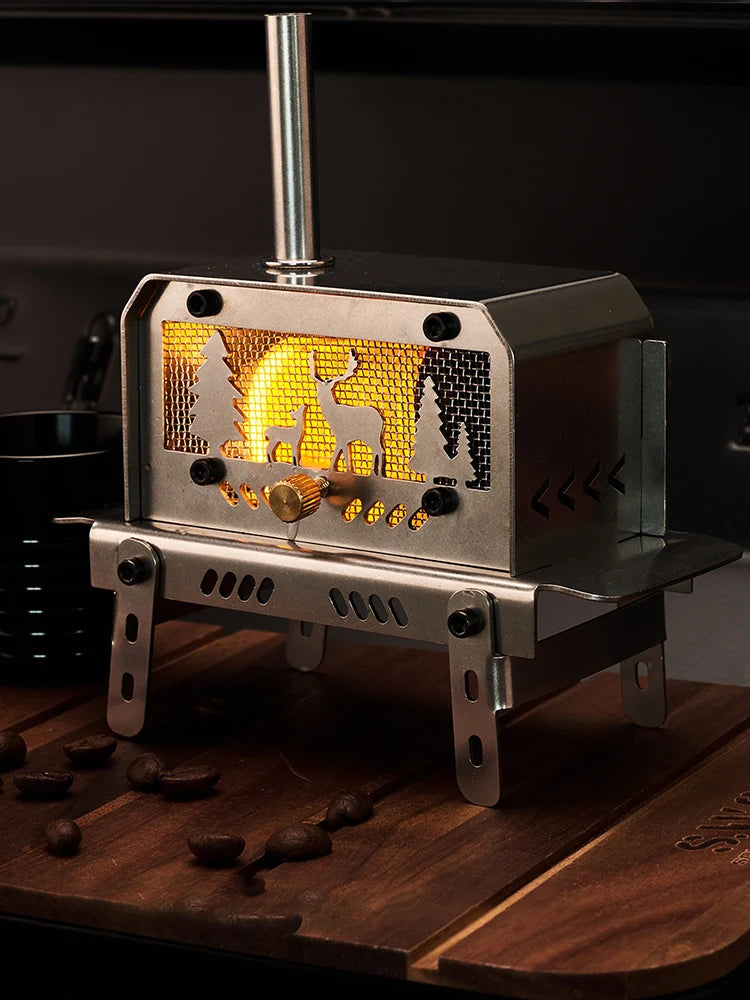 Outdoor Firewood Stove With Chimney Stainless Steel Camping Wood Stove