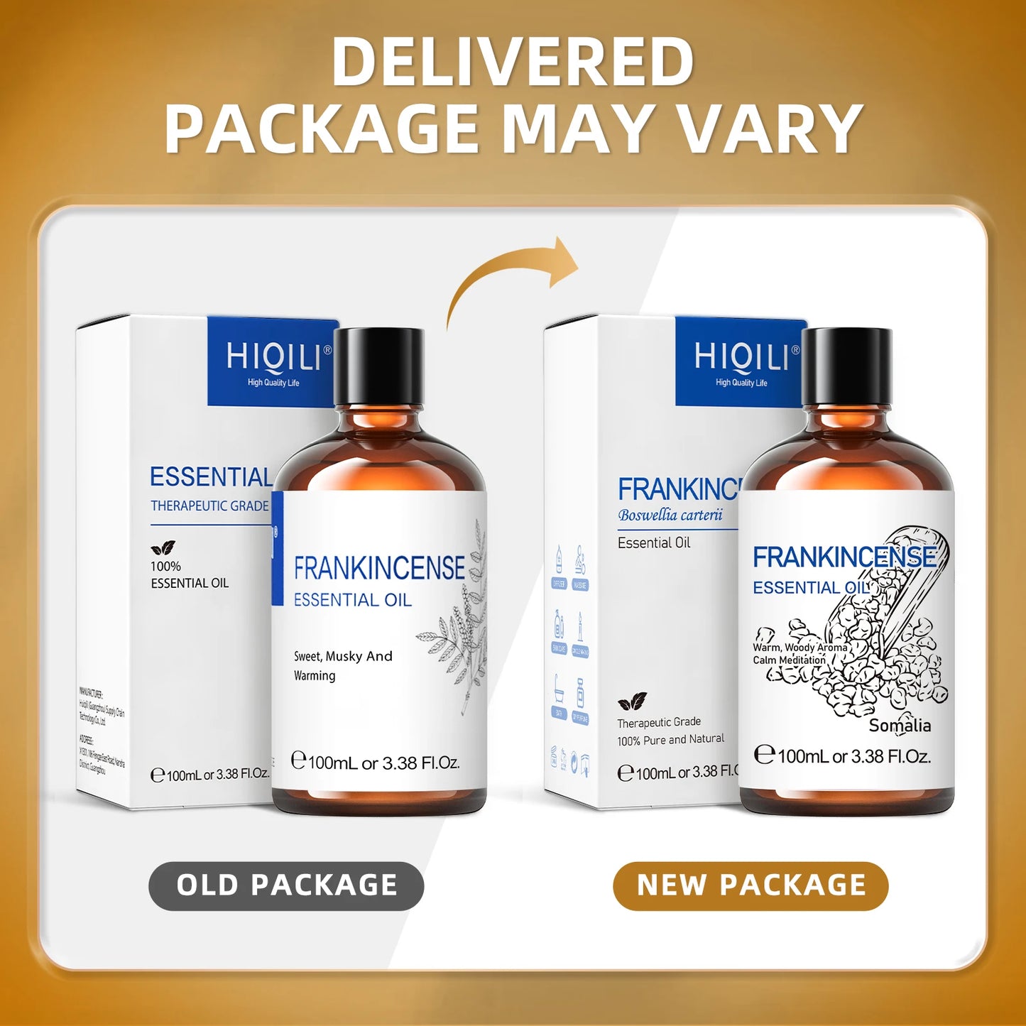HIQILI Frankincense Essential Oil 100 Percent Pure for Aromatherapy Diffuser