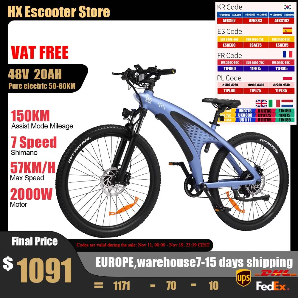 Huanci HX Q5 2000W Electric Mountain Ebike With Removable Battery