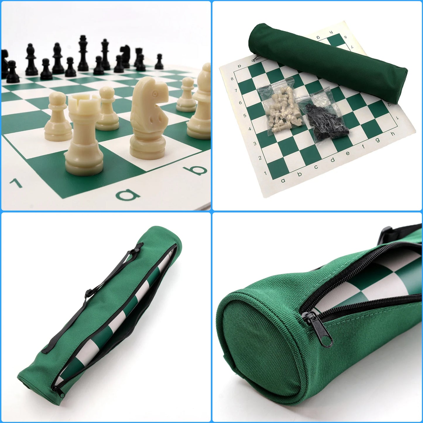 PU Leather Travel Chess Set Folding Board Game Portable Play