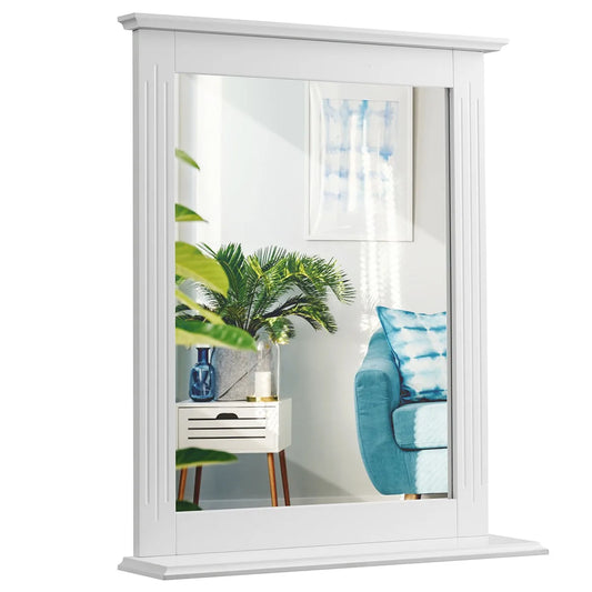 Hign-concerned Bathroom Wall Mirror With Shelf Square Vanity Mirror