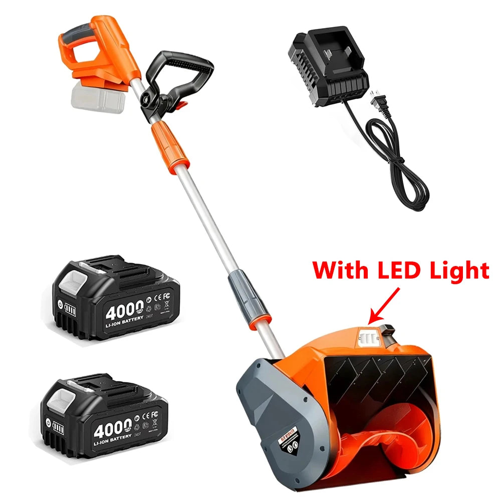 TaskStar Cordless Snow Sweeper 20V 2x4000mAh Rechargeable Battery Powered Snow Shovel Garden Cleaning Tool w/LED Light For Night