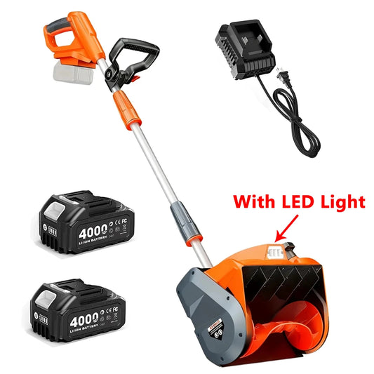TaskStar Cordless Snow Sweeper 20V 2x4000mAh Rechargeable Battery Powered Snow Shovel Garden Cleaning Tool w/LED Light For Night