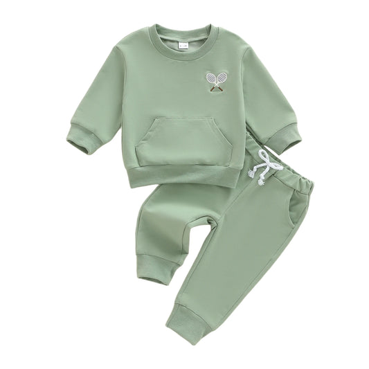 Boys 2-Piece Cotton Set With Embroidered Sweatshirt And Sweatpants
