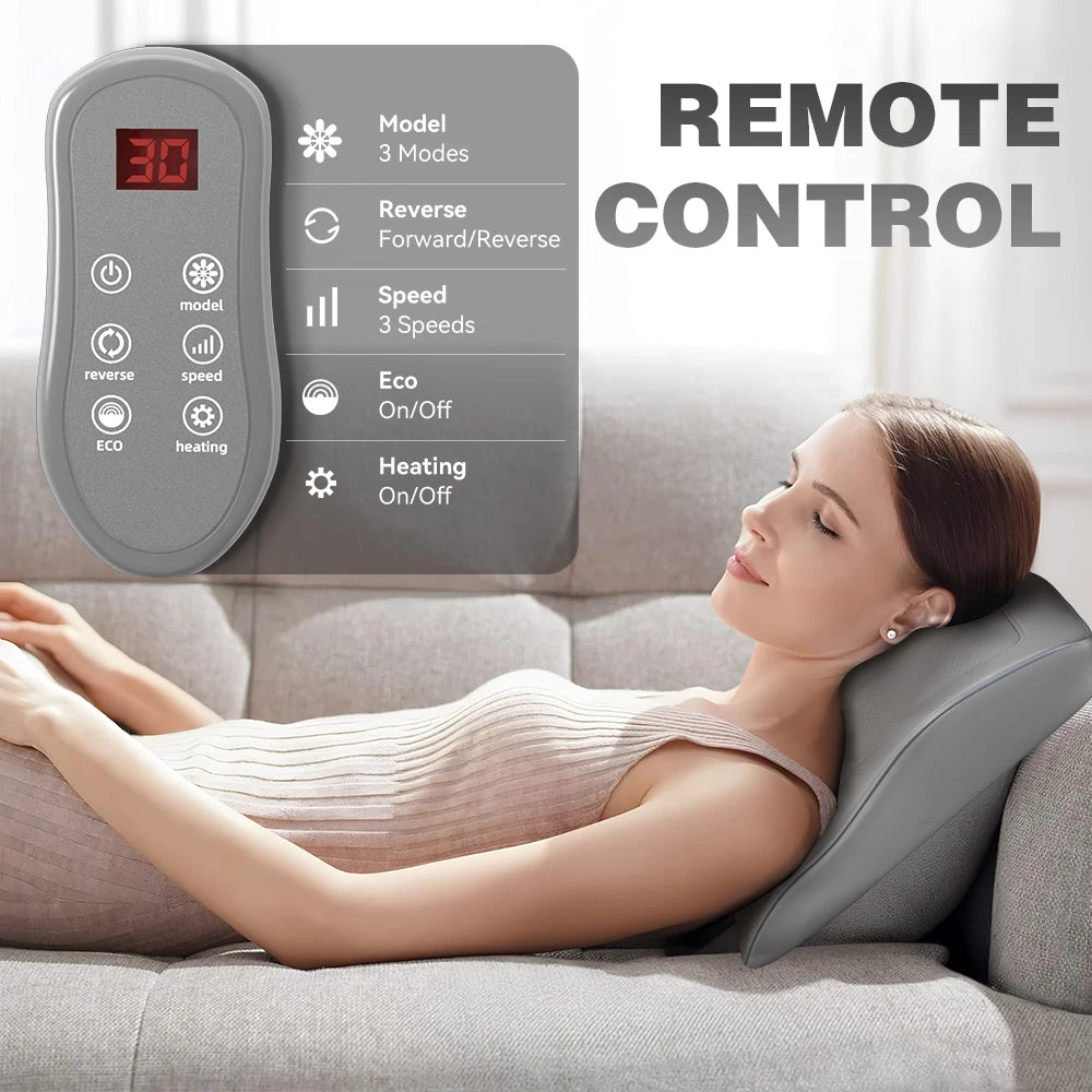 HIMOUTA Back Massager With Heat 3D Kneading Pillow For Neck