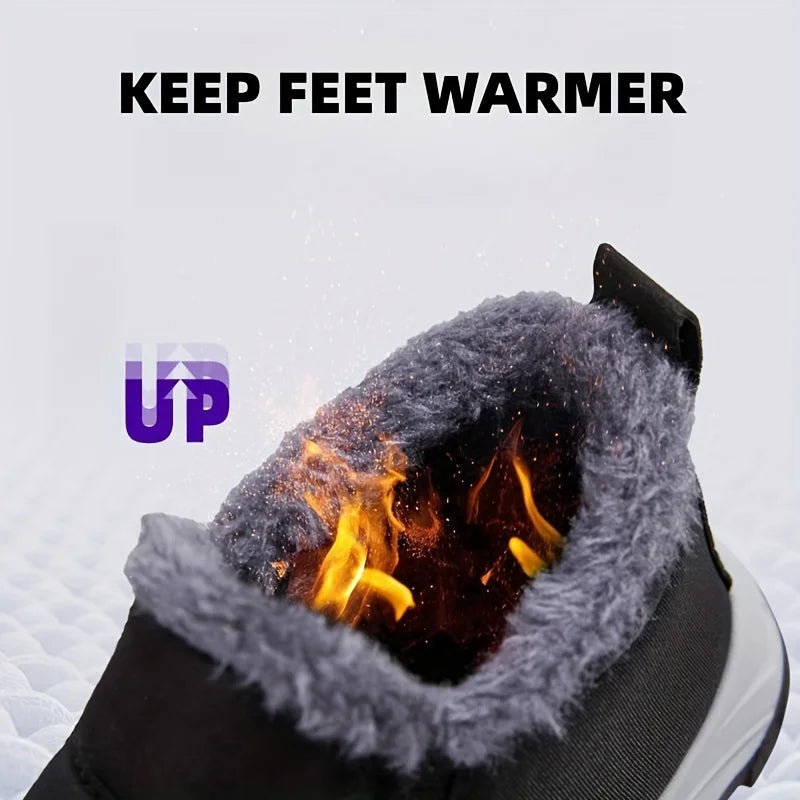 Women Fleece Lined Snow Boots Waterproof Slip On Ankle Boots