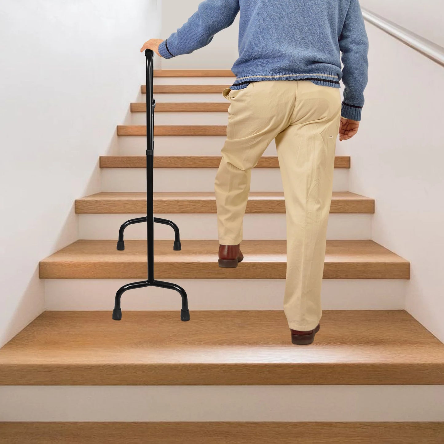 Stair Climbing Cane With Adjustable Height Non Slip Walking Stick