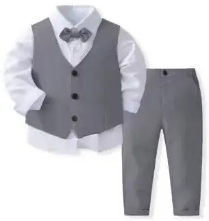 Kabeier Boys Birthday Cotton Vest Suit Set Formal Kids Clothing