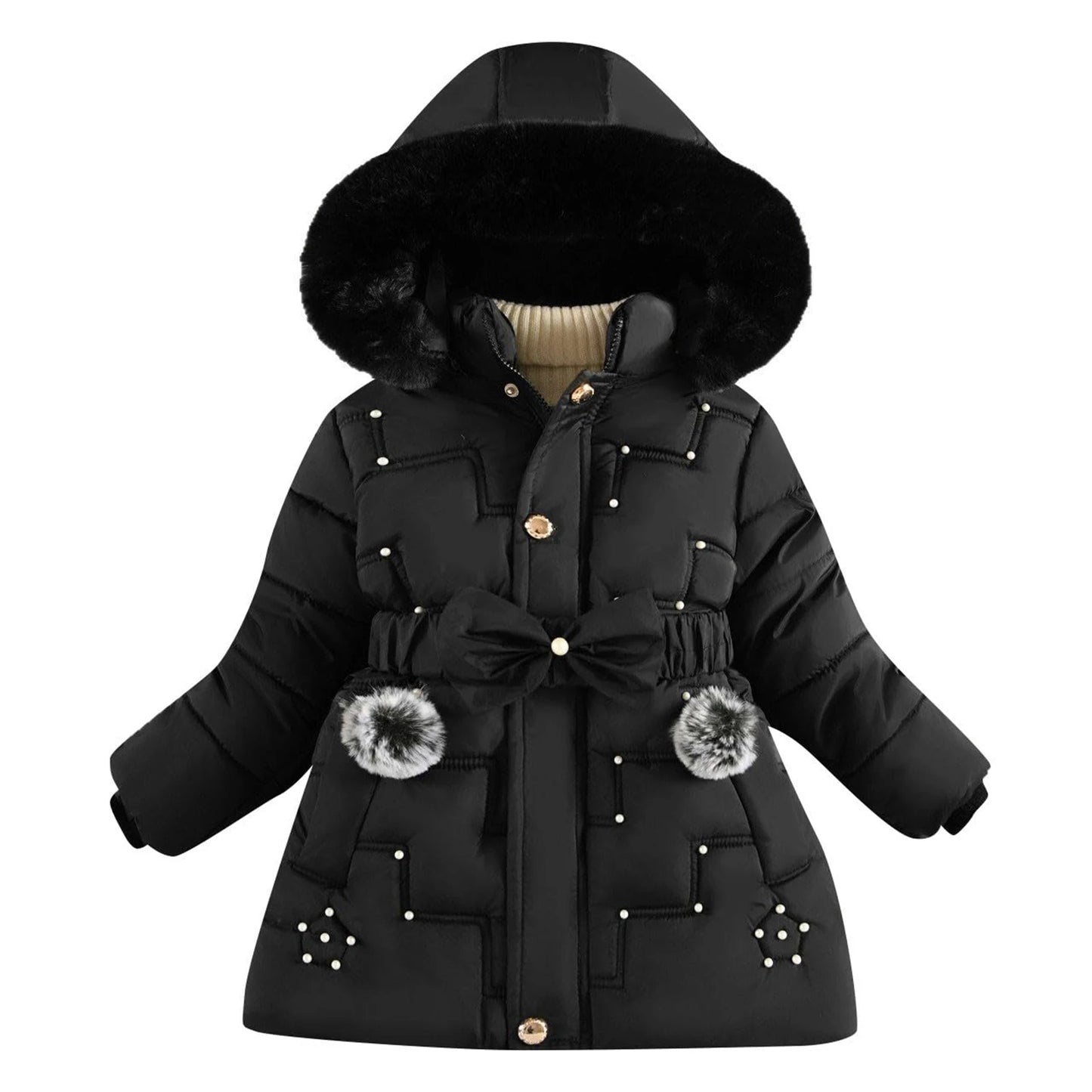 Kids Unisex Fleece-Lined Hooded Sweatshirt Winter Warmth