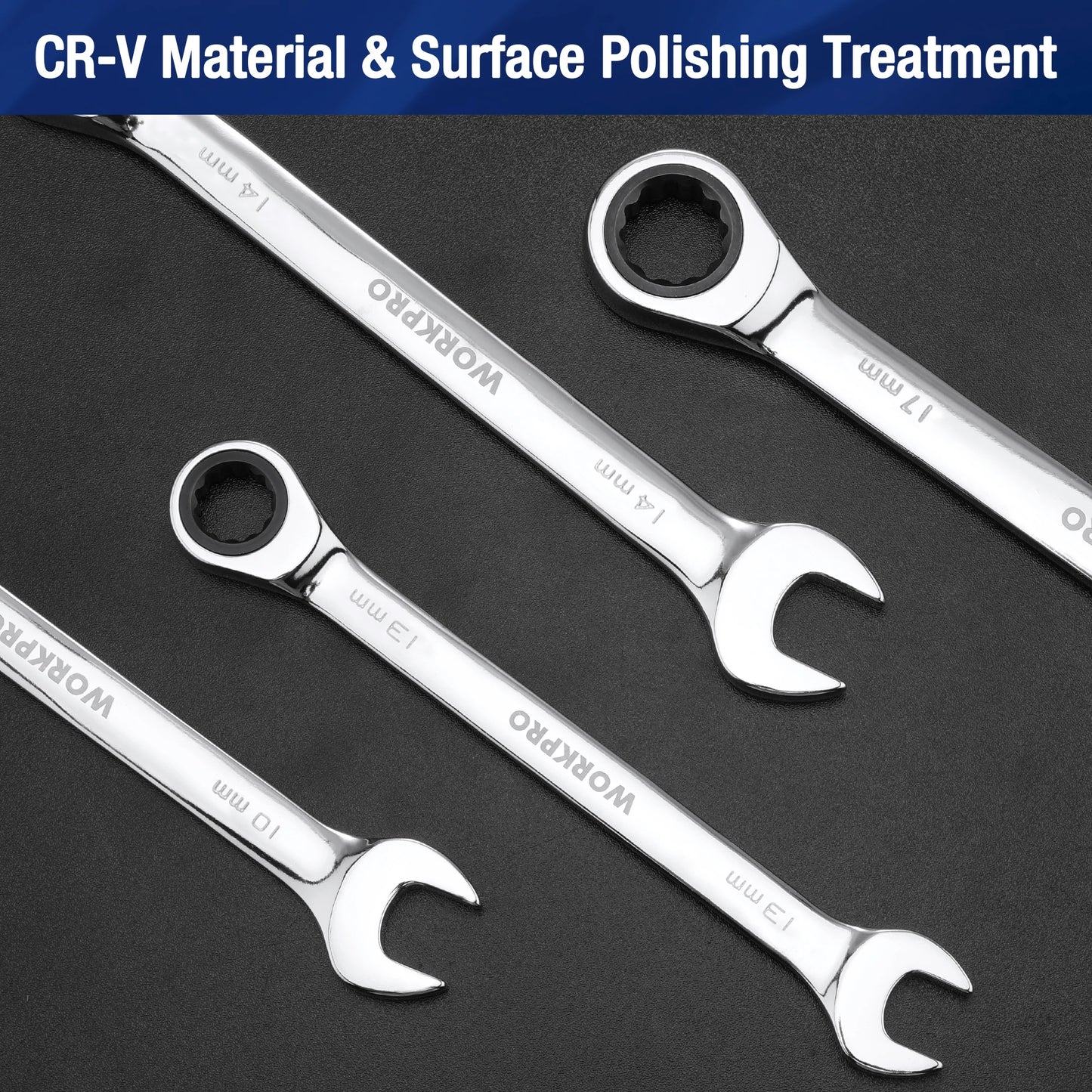 WORKPRO 23 Piece Ratcheting Wrench Set With Box 72 Teeth