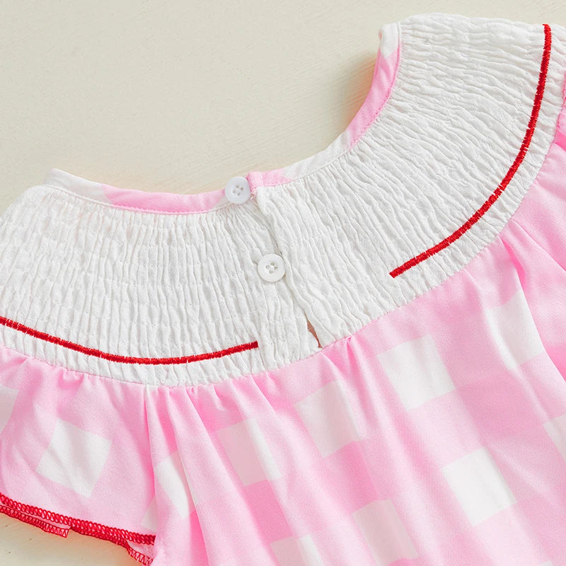 Toddler Girl Sleeveless Plaid Floral Print A Line Dress
