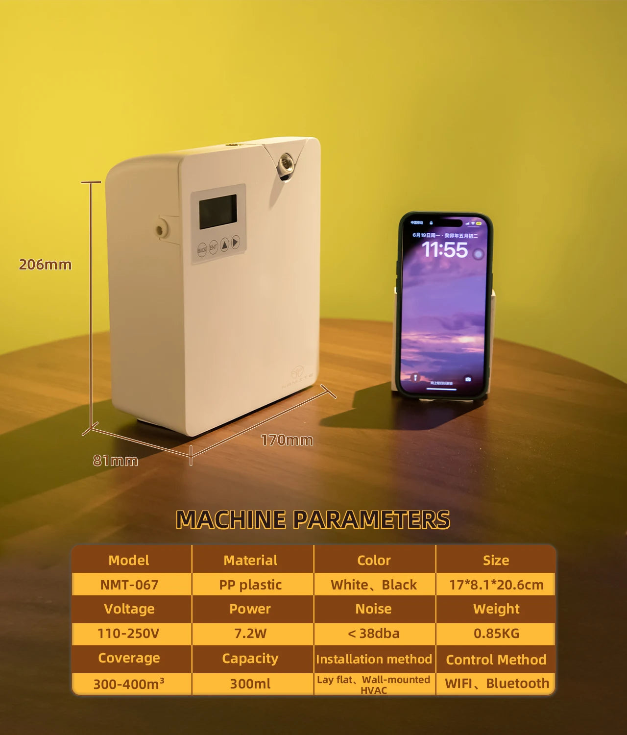 NAMSTEC Aroma Diffuser WiFi Bluetooth Room Fragrance Essential Oils Purifier