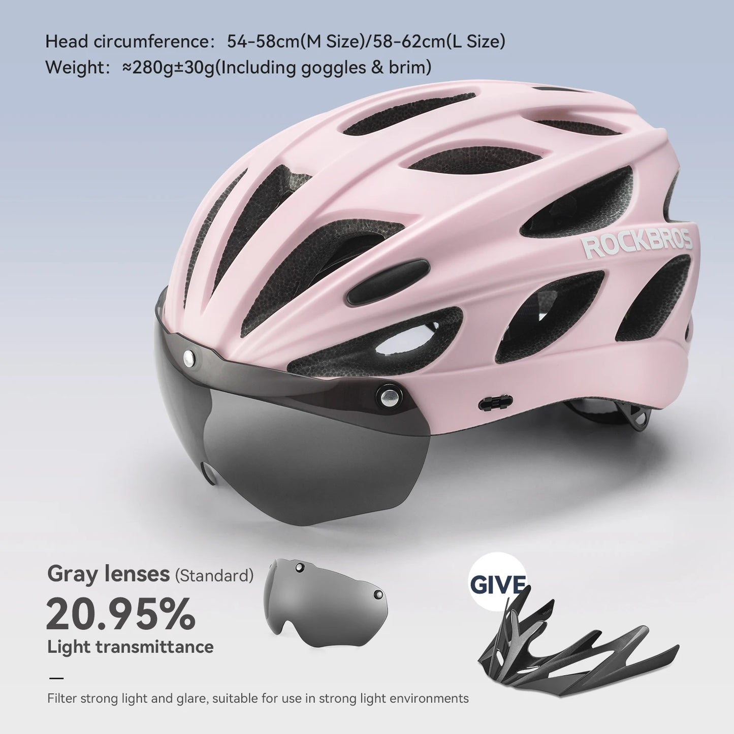 ROCKBROS Cycling Helmet With Integrated Goggles Lightweight Head Protection