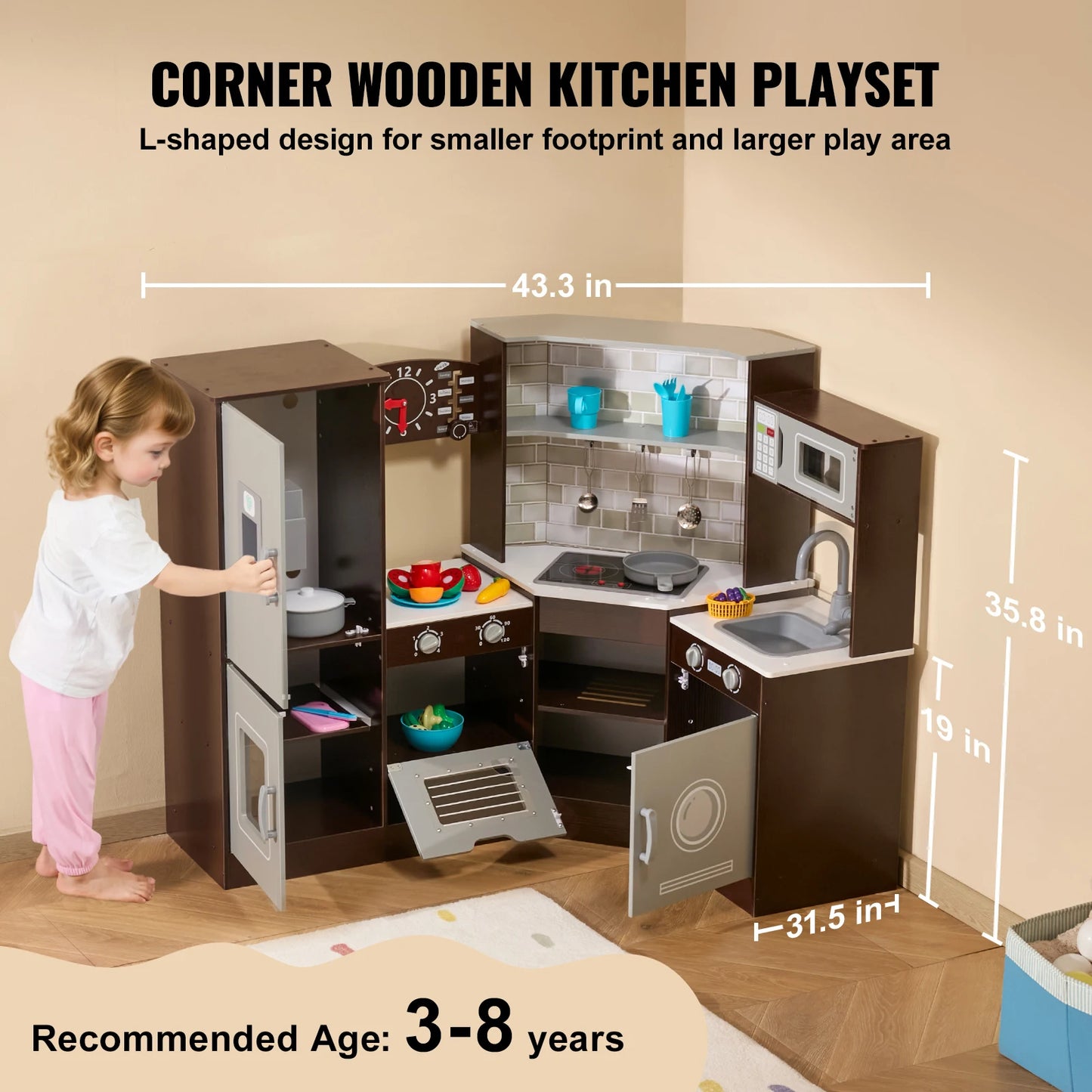 SucceBuy Play Kitchen Set Ice Maker Kitchen Toys For Kids
