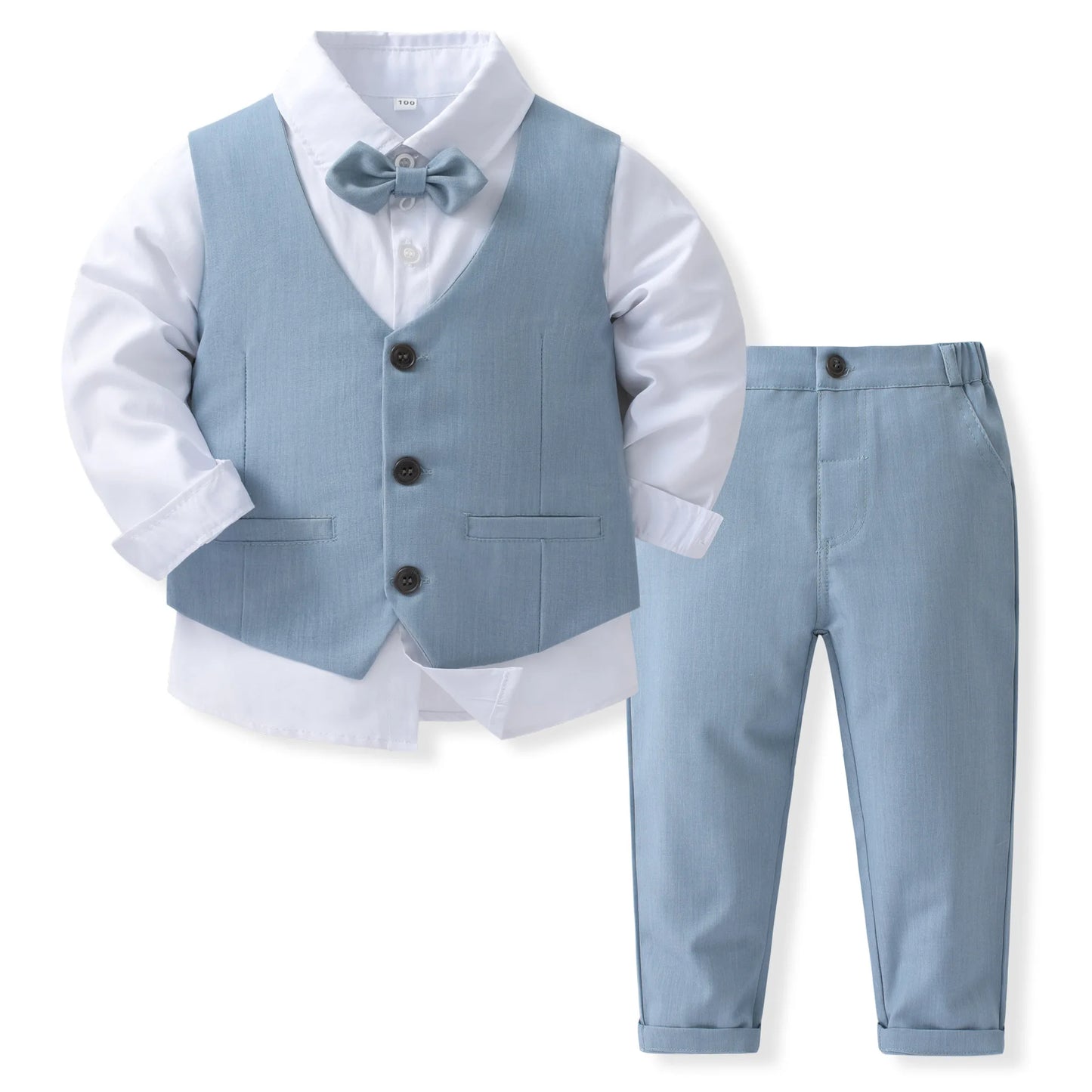Kabeier Boys Birthday Cotton Vest Suit Set Formal Kids Clothing