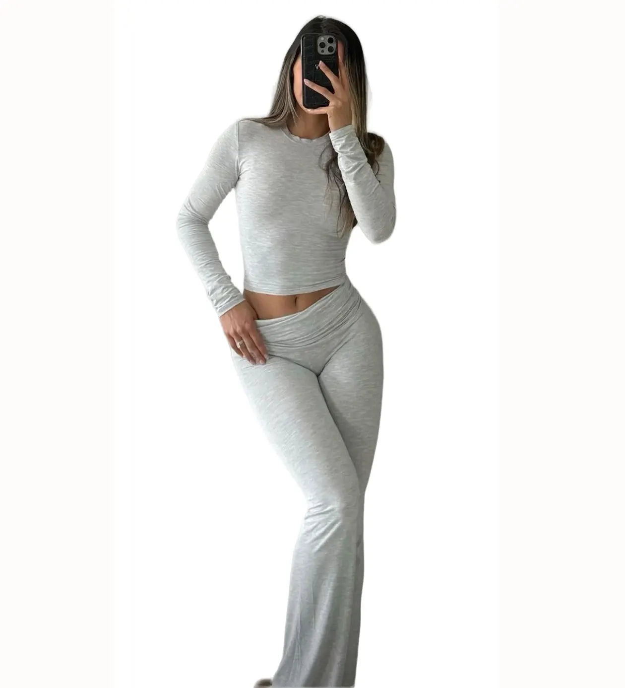 Women's Yoga Two-Piece Set Long Sleeve Wide Leg Activewear
