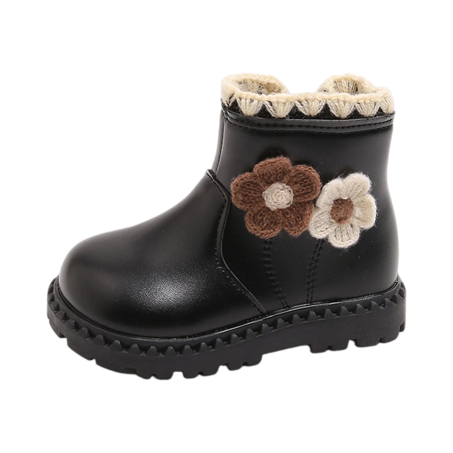 Girls Fleece Lined Winter Boots With Side Zip Anti Slip