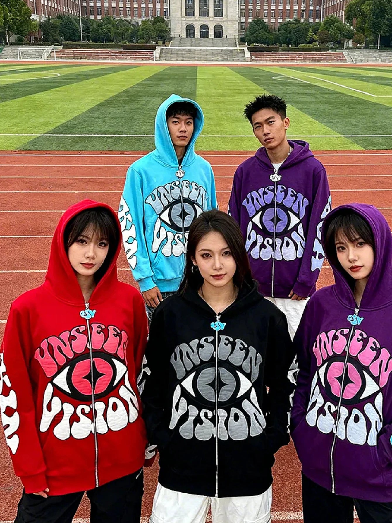 Unseen Vision Eye Pattern Zip Up Hoodie Jacket For Men