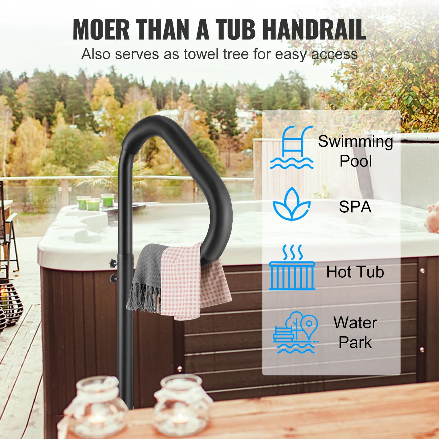 360 Rotatable Hot Tub Handrail With Adjustable Height Mount