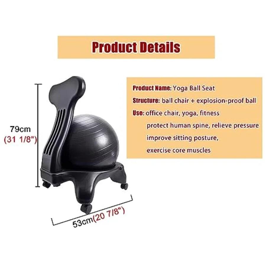 XMSJ Ergonomic Office Yoga Ball Chair with Wheels for Posture