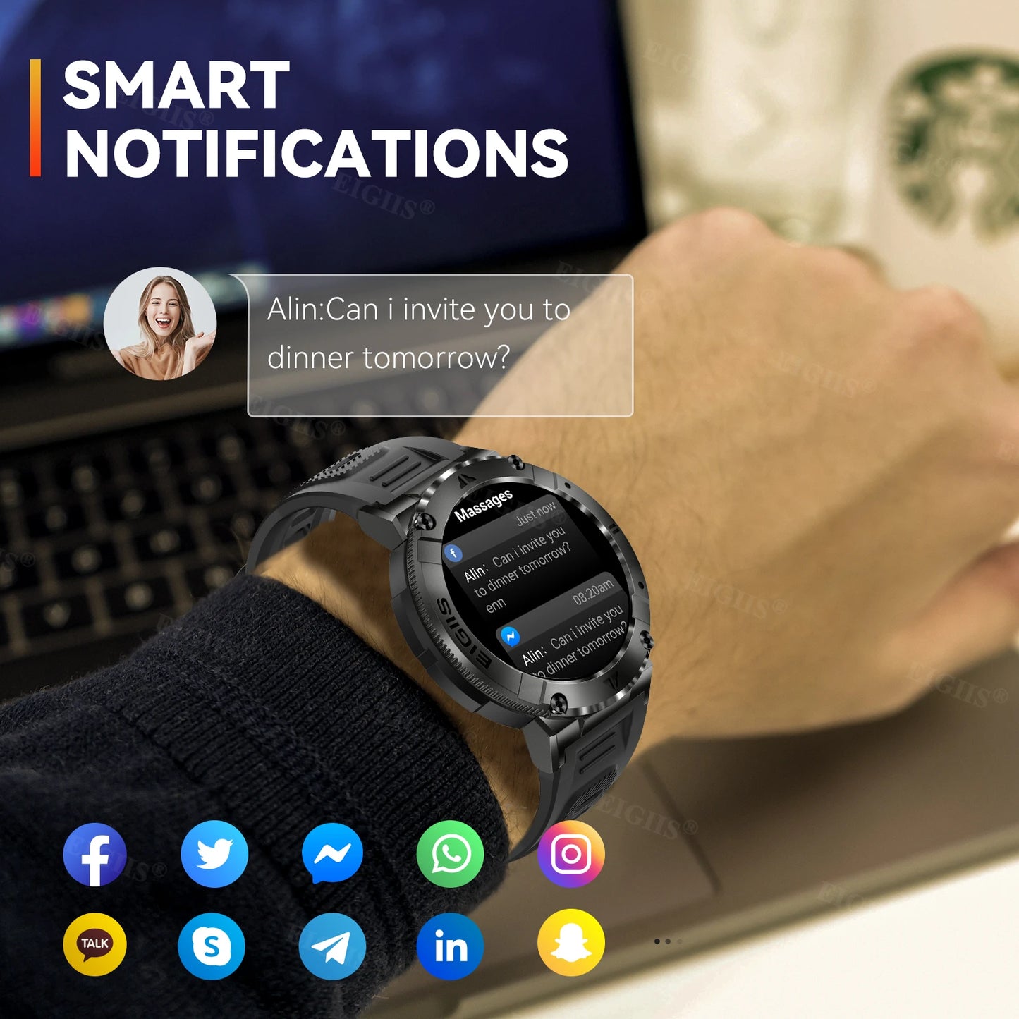 LaNikar Smart Watch Blood Pressure Monitor Bluetooth Call TFT Display