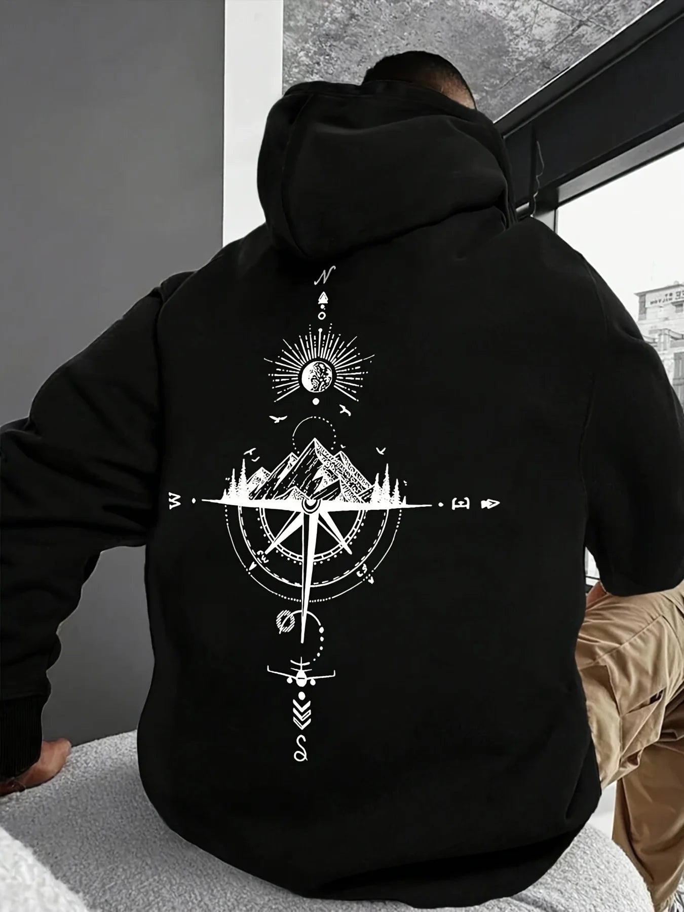 Mens Starry Sky Print Heavyweight Hoodie Sweatshirt Winter Casual