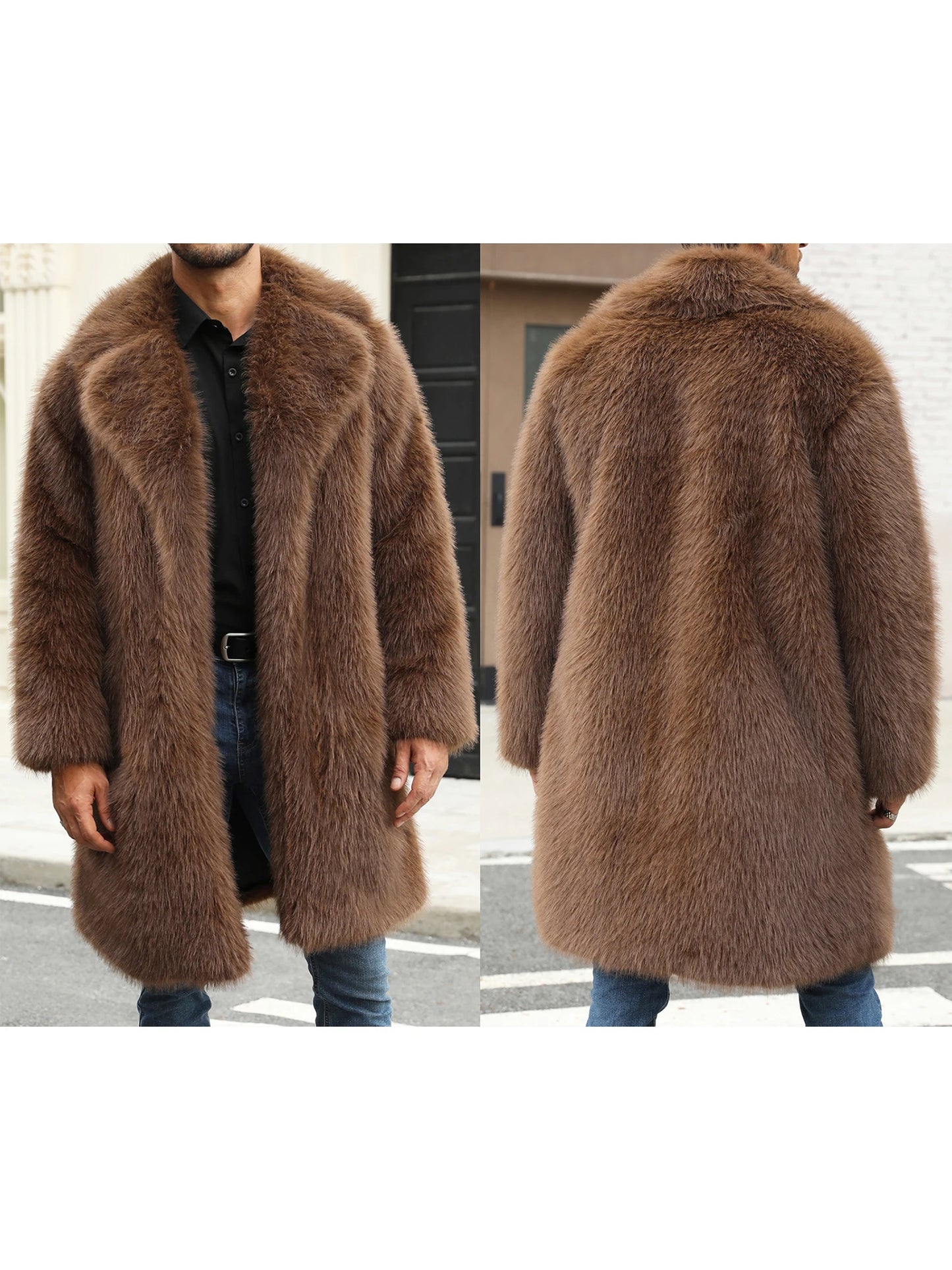 Guangdong Mens Faux Fur Coat Winter Warm Outwear Jacket