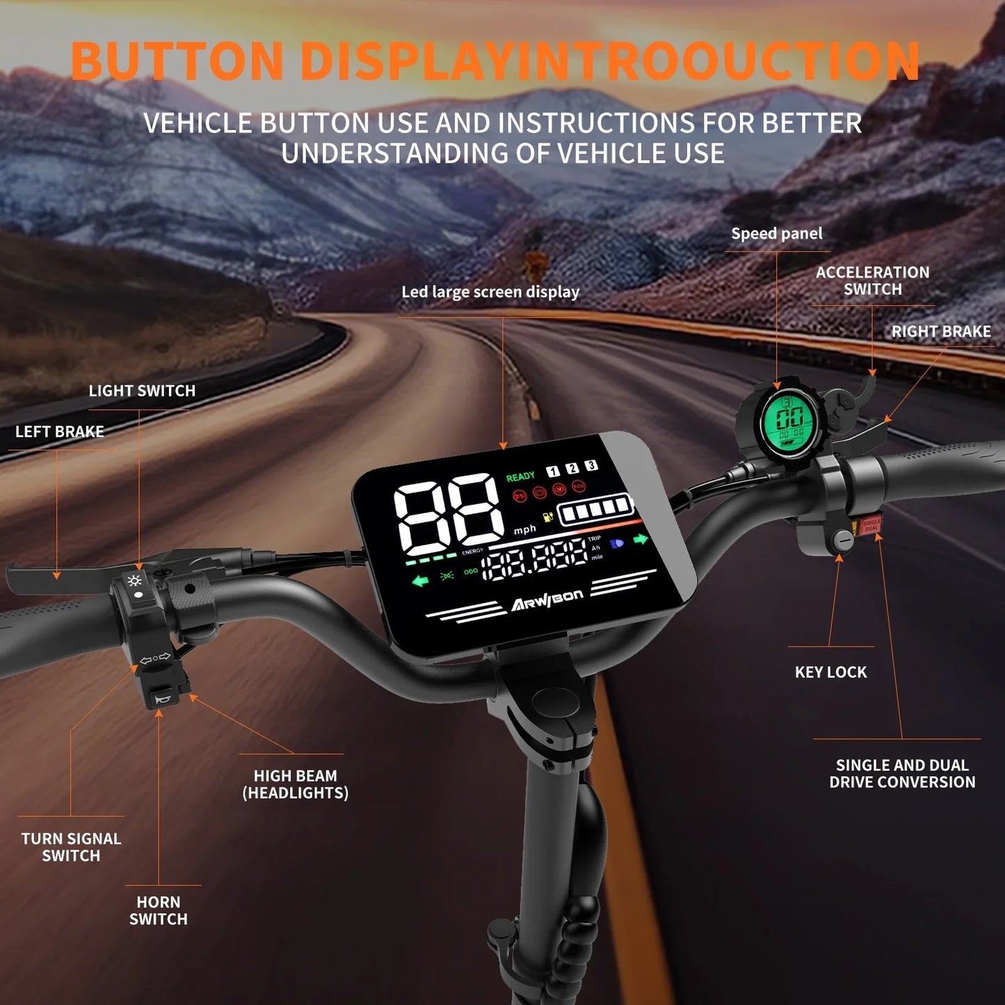 Arwibon 5600W Dual Motor Electric Scooter With Seat Top Speed 46MPH